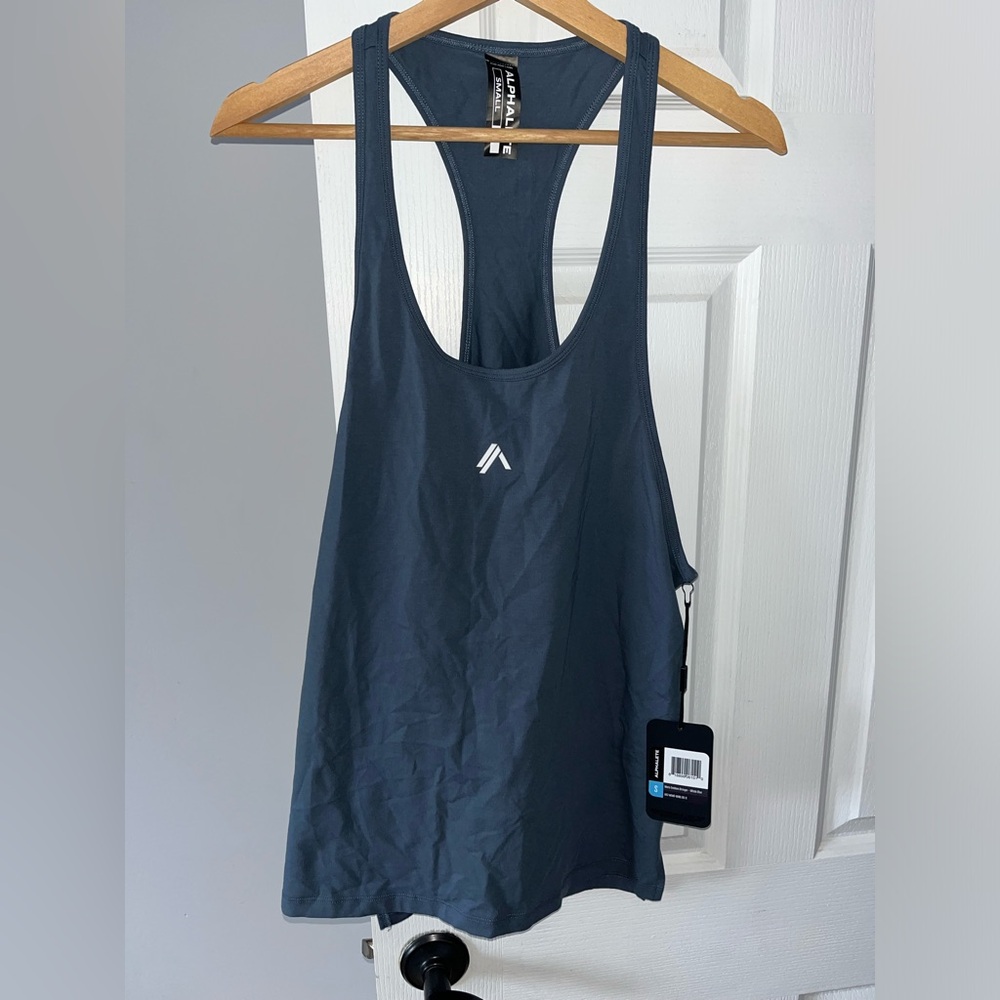 ALPHALETE men’s small tank top stringer - whale blue